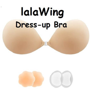 lalaWing Sticky Bra Strapless Adhesive Fabric Bra Invisible Push-up Bra for Women with Nipple Covers - Imported from UK
